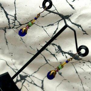 Multi colored beaded drop earrings